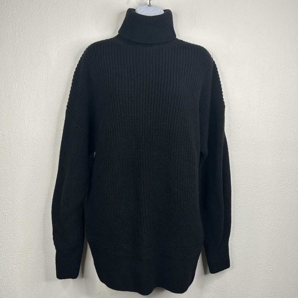& Other Stories Roll Neck Sweater Dress XS Wool Chunky Knit Oversized black